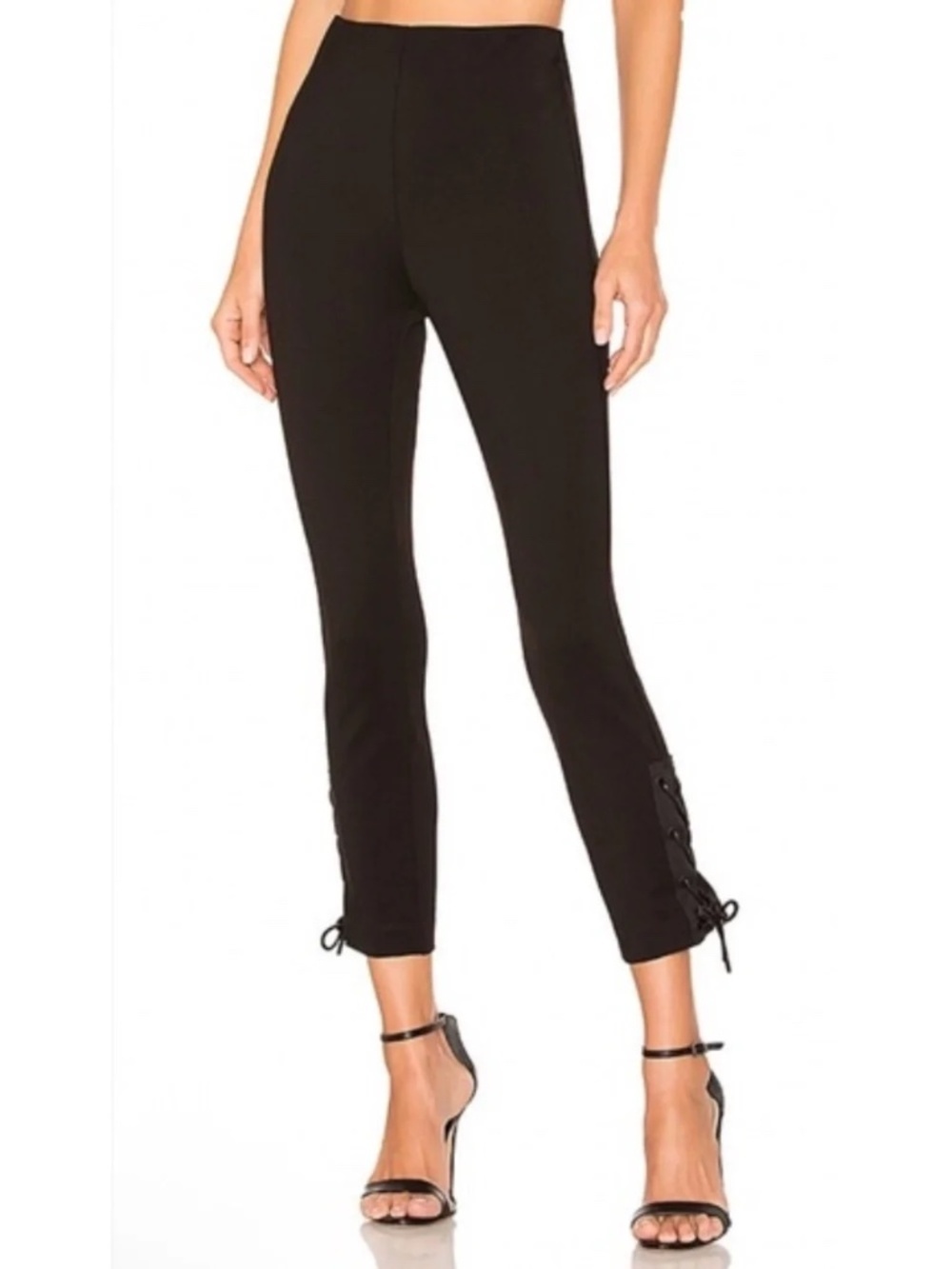 Rag & Bone Simone Lace Up Pants Black Pull On Ankle Length Stretch Size 6